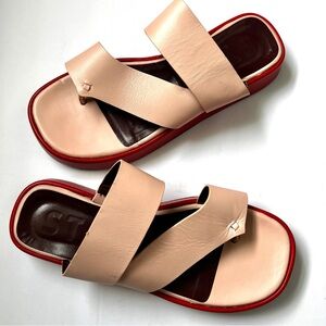 STAUD Fly Flatform Leather Sandals Blush Tomato 39 Size 9